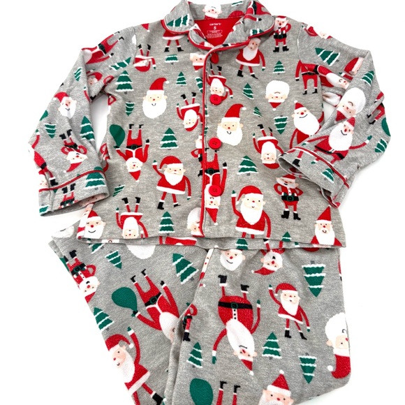 Carter's Festive Santa and Tree Pajama Set - Gray and Red - Picture 1 of 4